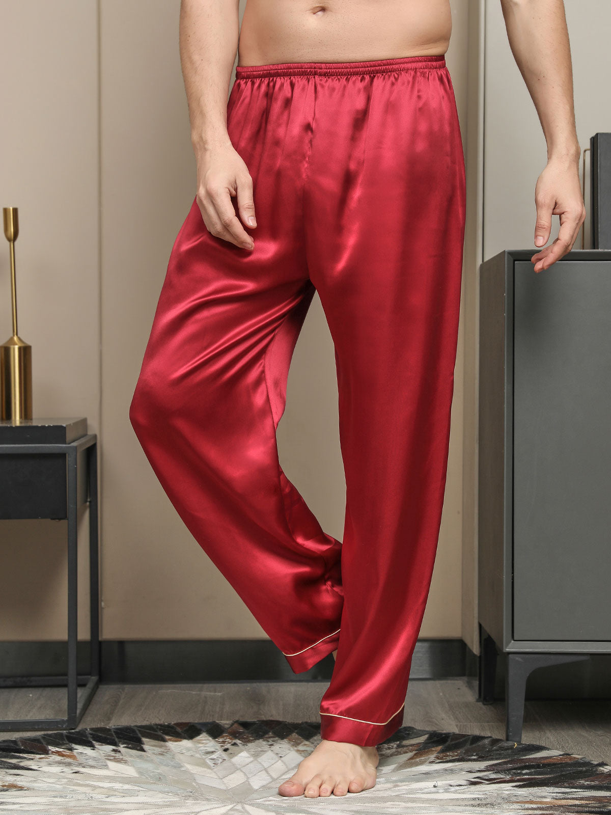 [Punainen] SilkSilky-FI Mens Sleep Bottoms 001