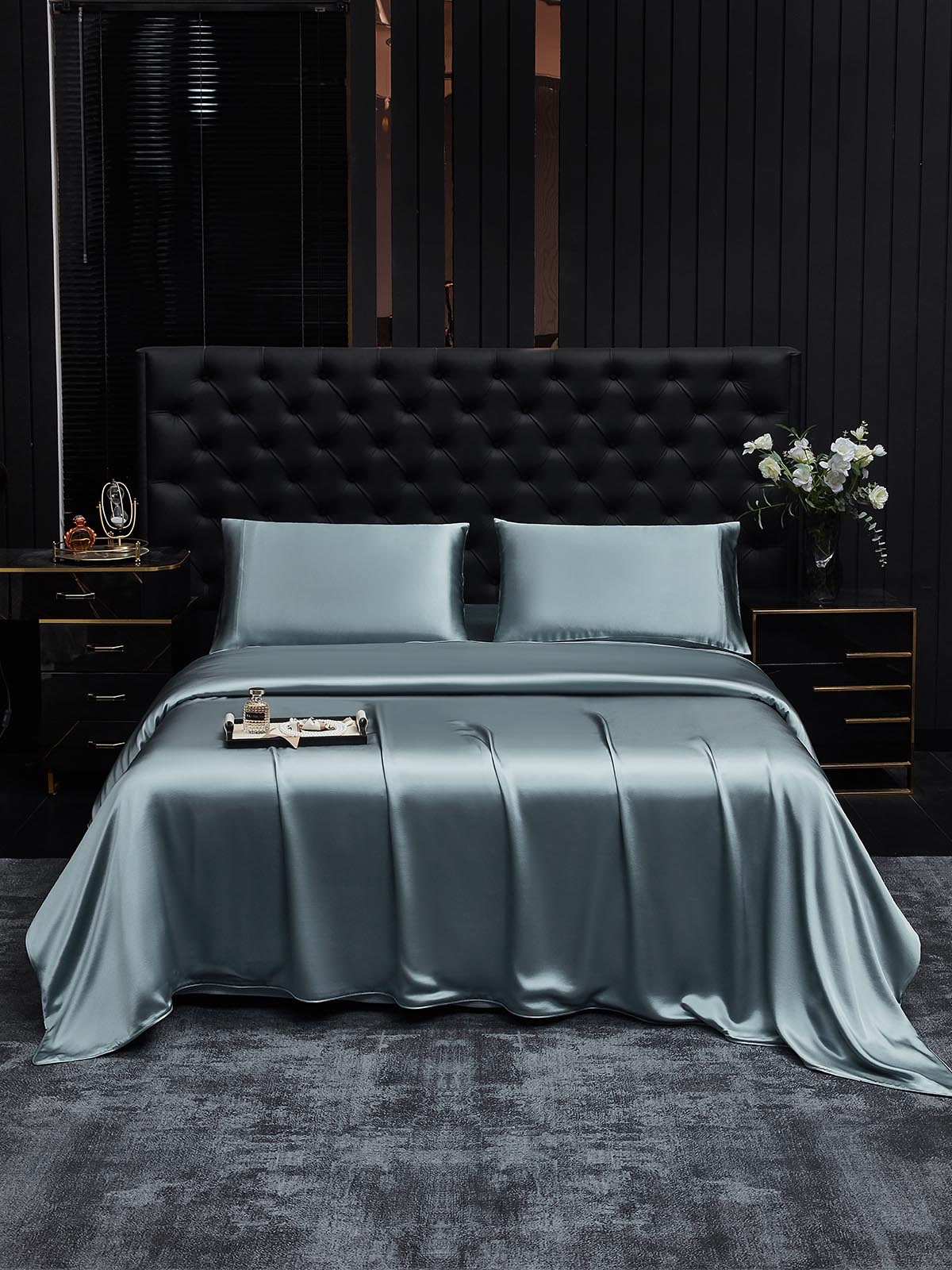 [Harmaansininen] SilkSilky-FI 22Momme Bedding Set 001