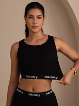 [Musta] SilkSilky-FI Sleeveless Crew Neck Camisole Top 003
