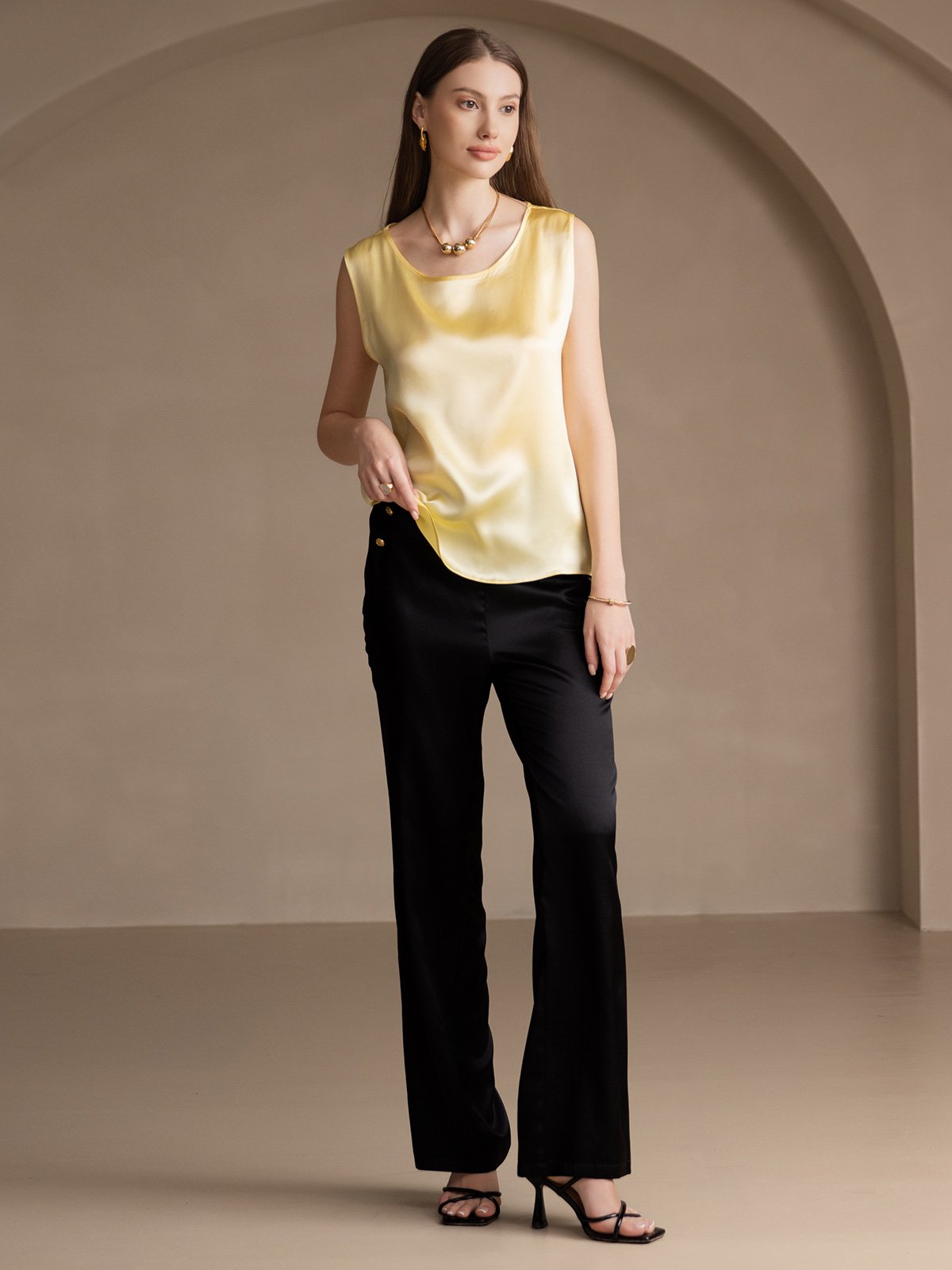 [Vaaleankeltainen] SilkSilky-FI 19Momme Camisoles 006