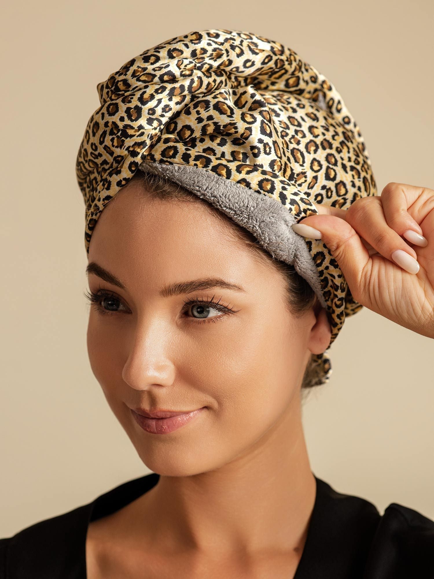 [Leopardi] SilkSilky-FI Hair Towel Wrap 003,