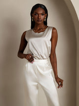 [Vaalean Harmaa] SilkSilky-FI Sleeveless Round Neck Camisole Top 006