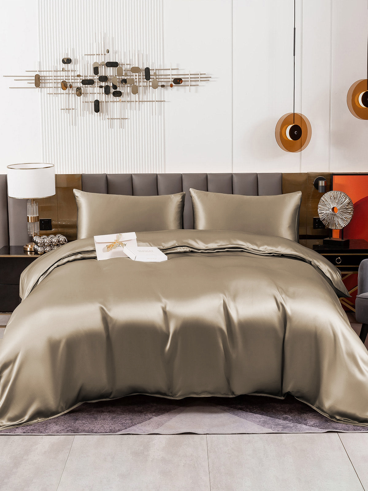 [Khaki] SilkSilky-FI 19Momme Bedding Set 002