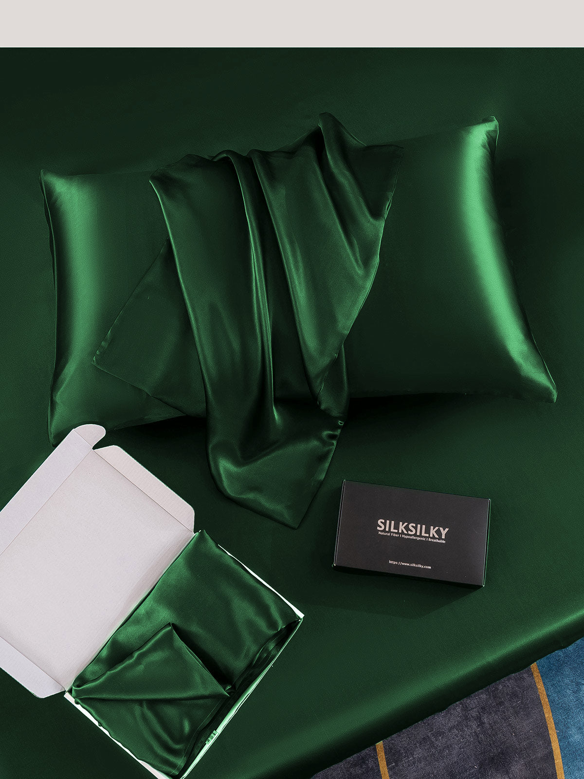 [Tummanvihreä] SilkSilky-FI 22Momme Pillowcase 005