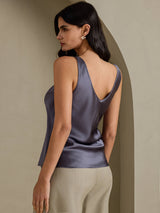[Tumman Harmaa] SilkSilky-FI Sleeveless V Neck Camisole Top 002