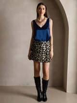 [Tummansininen] SilkSilky-FI Sleeveless V Neck Camisole Top 007