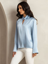[Harmaansininen] SilkSilky-FI 19Momme Womens Shirt 002