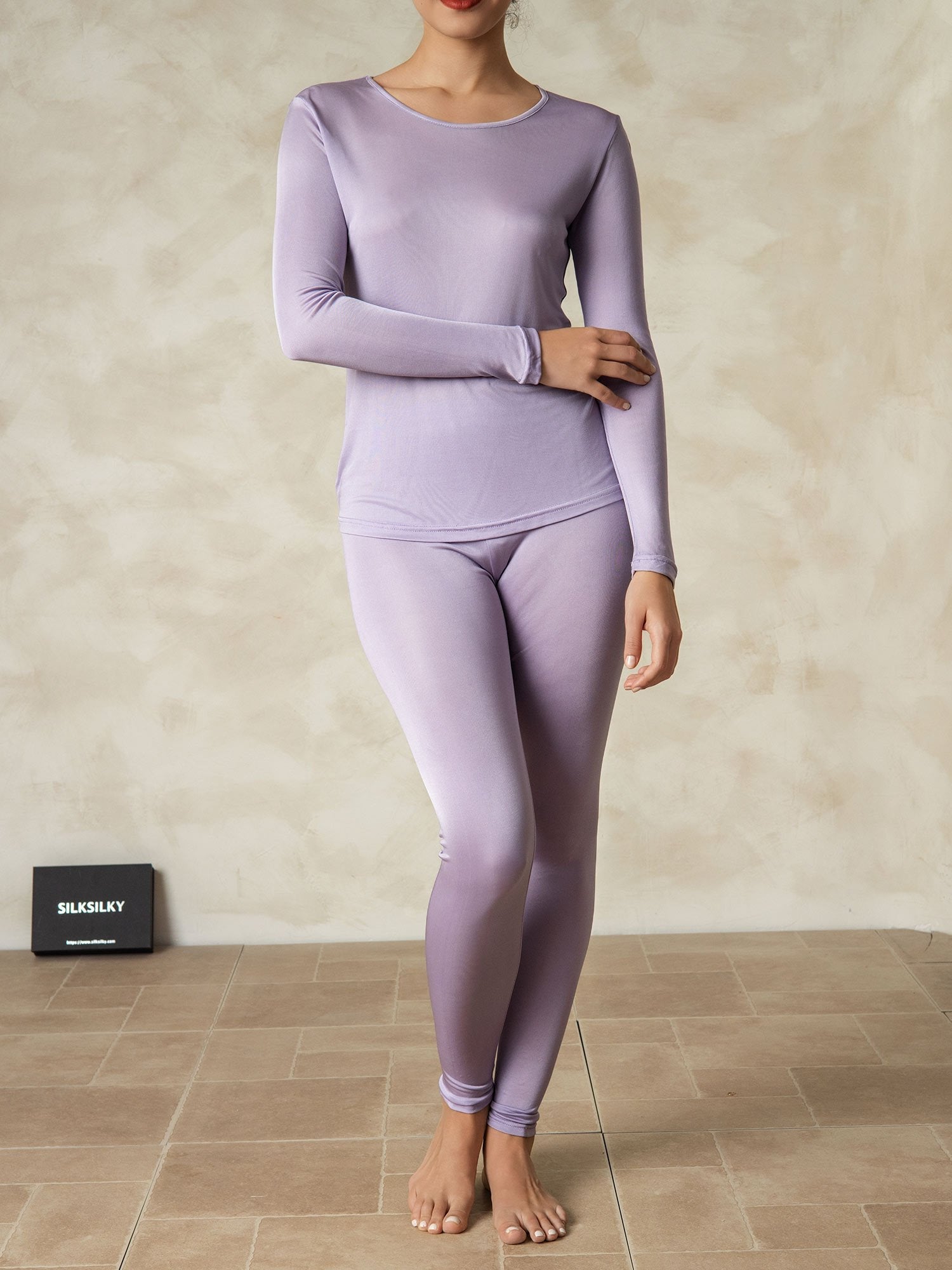 [Violetti] SilkSilky-FI Long Sleeve Round Neck Naisten Pitkät Alusvaatteet 001