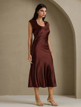 [Kahvi] SilkSilky-FI Cap Sleeve Mekko 003