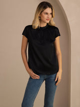 [Musta] SilkSilky-FI Short Sleeve Blouse 003