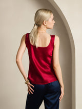 [Viini] SilkSilky-FI 19Momme Hihaton Syvä Pyöreä Pääntie Camisole Top 002
