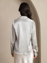 [Vaalean Harmaa] SilkSilky-FI Long Sleeve Lapel Collar Naisten paita 002