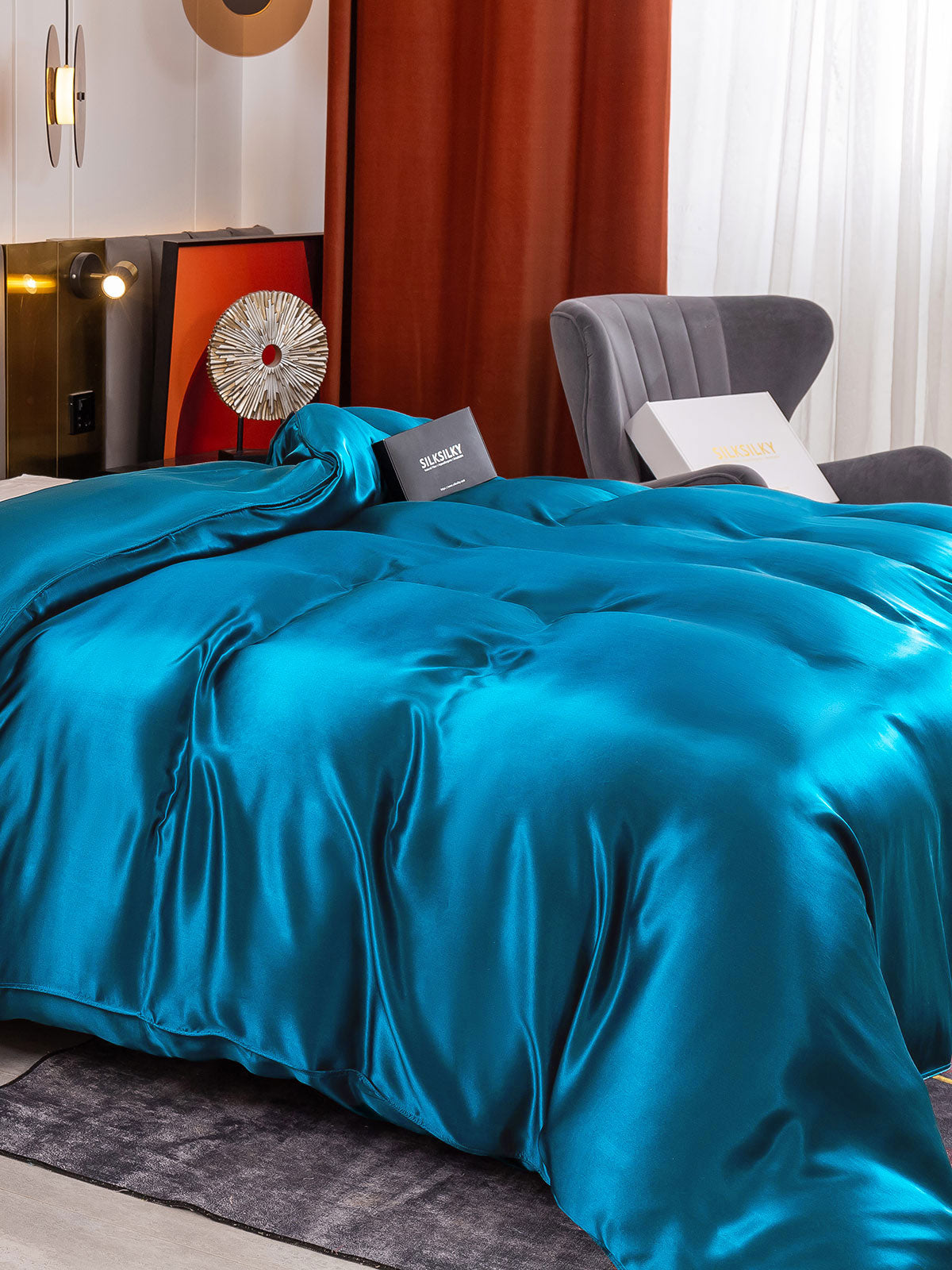 [Sinivihreä] SilkSilky-FI 19Momme Duvet Cover 004