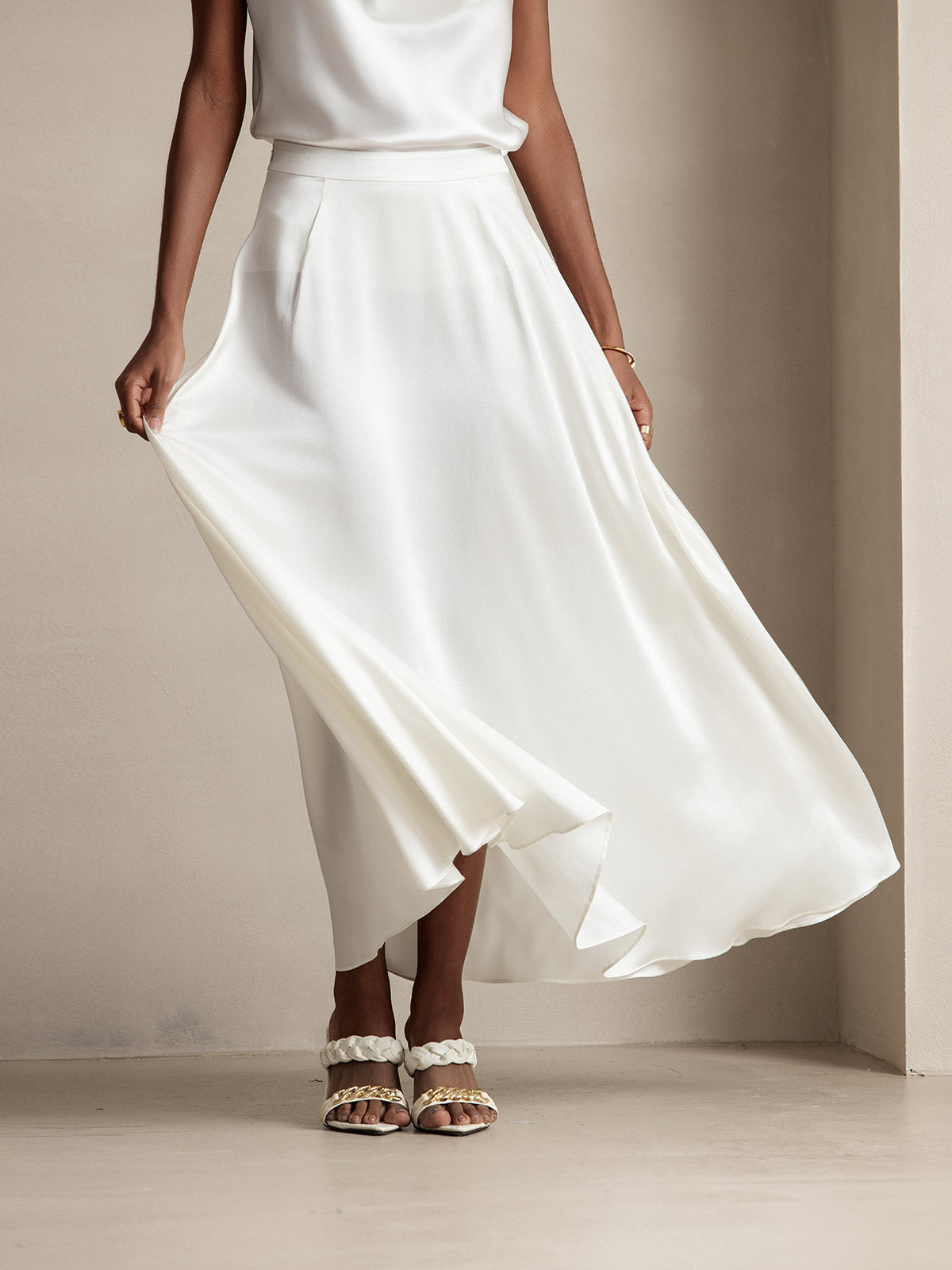 [Valkoinen] SilkSilky-FI 19Momme Skirt 003