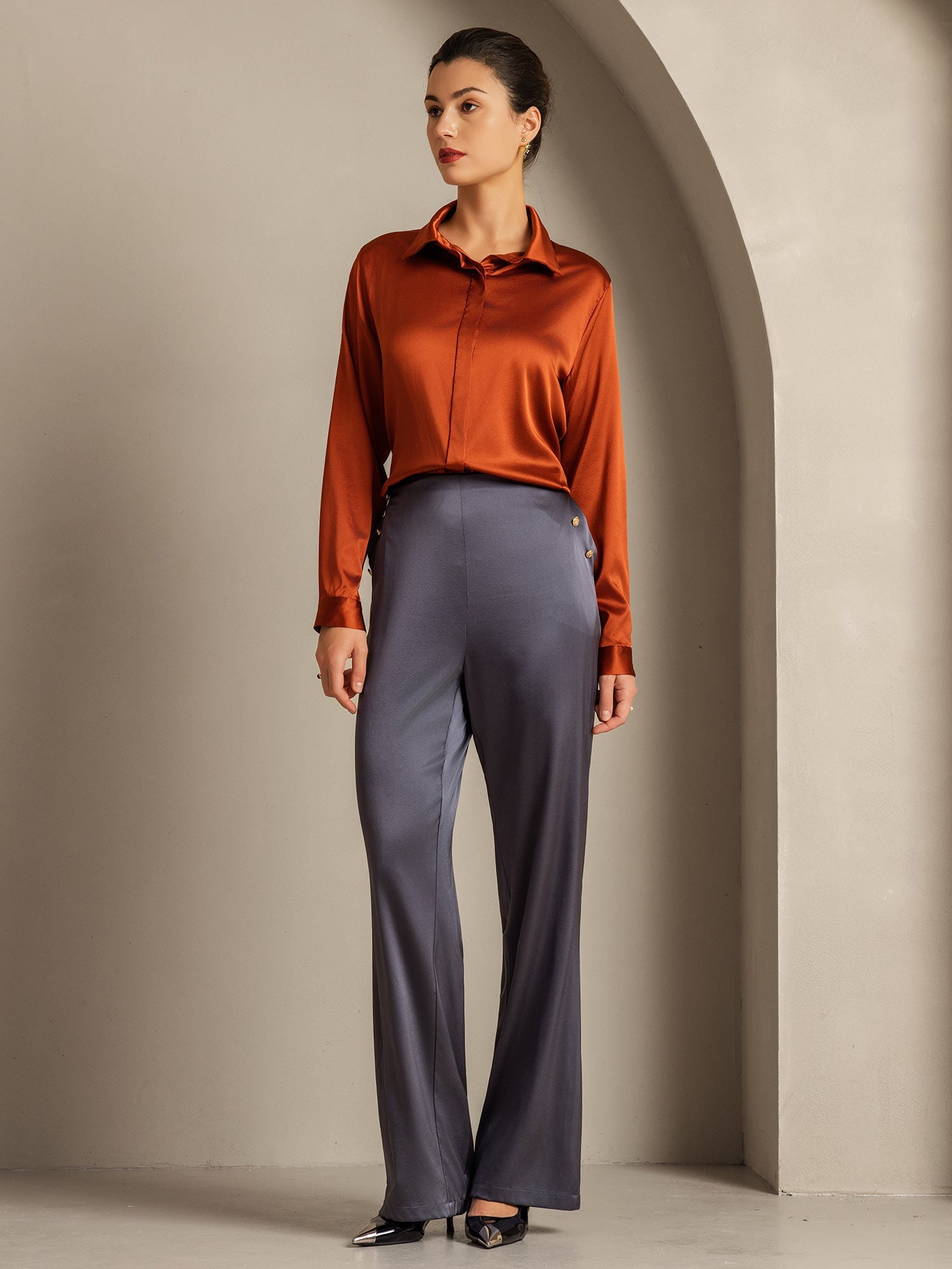 [Karamelli] SilkSilky-FI 19Momme Womens Shirt 009