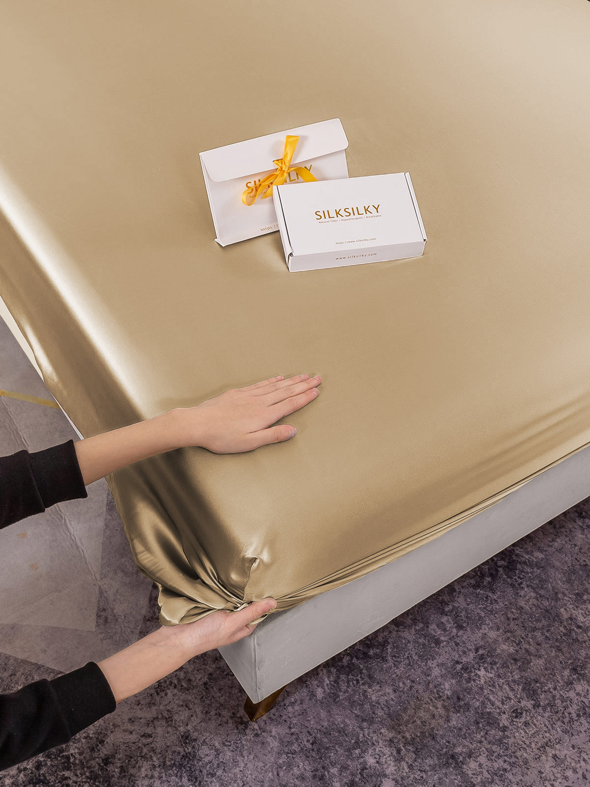 [Beige] SilkSilky-FI 22Momme Pure Silk Sheet 007