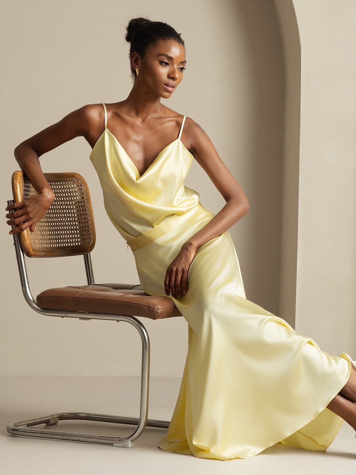 [Vaaleankeltainen] SilkSilky-FI 19Momme Womens Outfit Sets 007,