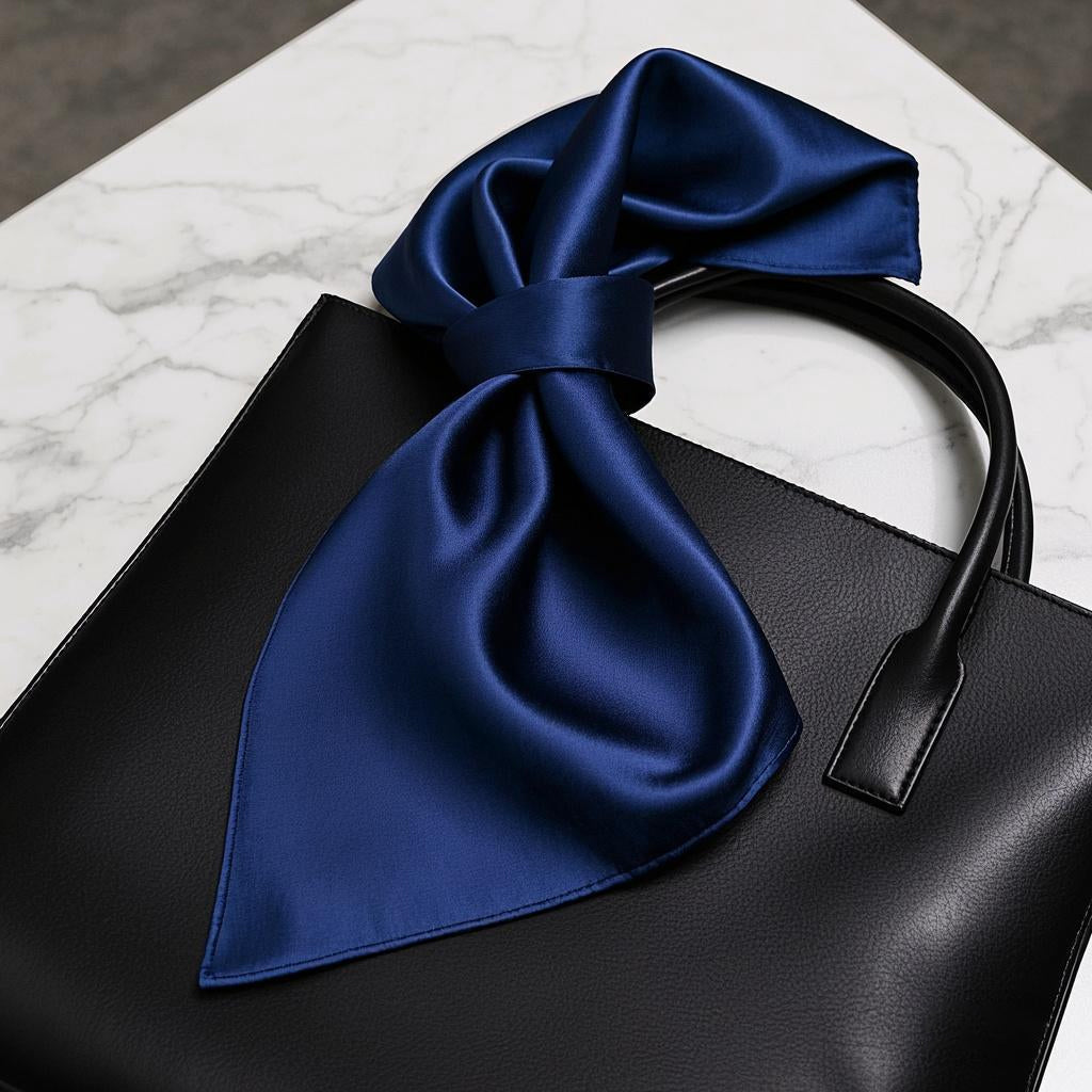 [Tummansininen] SilkSilky-FI Pure Silk Scarf 001