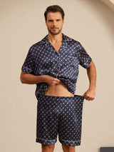 [Laivasto Ketju] SilkSilky-FI Short Sleeve Notkokaulus Miesten Pyjamat 004