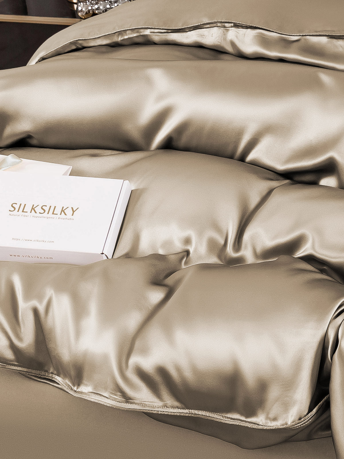 [Khaki] SilkSilky-FI 19Momme Duvet Cover 005