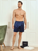 [Tummansininen] SilkSilky-FI Men's Sleep Shorts 005