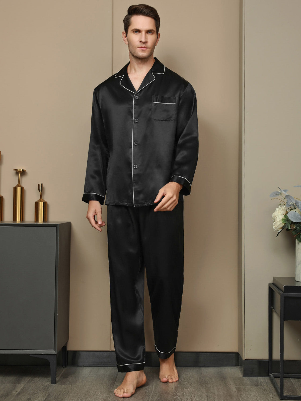 [Musta] SilkSilky-FI 19Momme Mens Pajamas 006