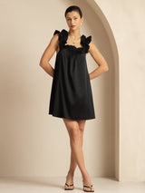 [Musta] SilkSilky-FI Sleeveless Square Neck Yöpaita 005