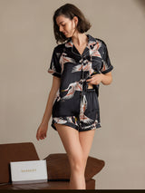 [Musta] SilkSilky-FI Short Sleeve Notkokaulus Naisten Pyjamat 001