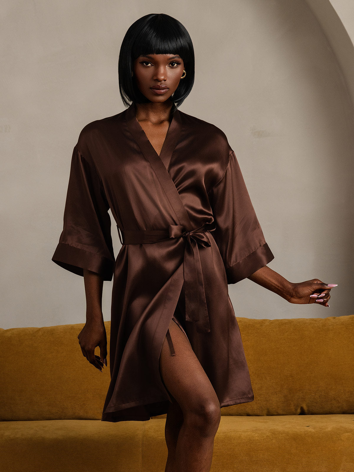 [Kahvi] SilkSilky-FI Womens Robe 007