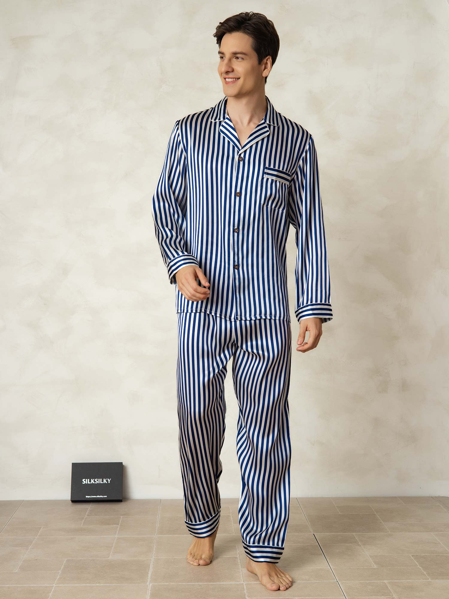 [Laivasto Raita] SilkSilky-FI 19Momme Mens Pajamas 001