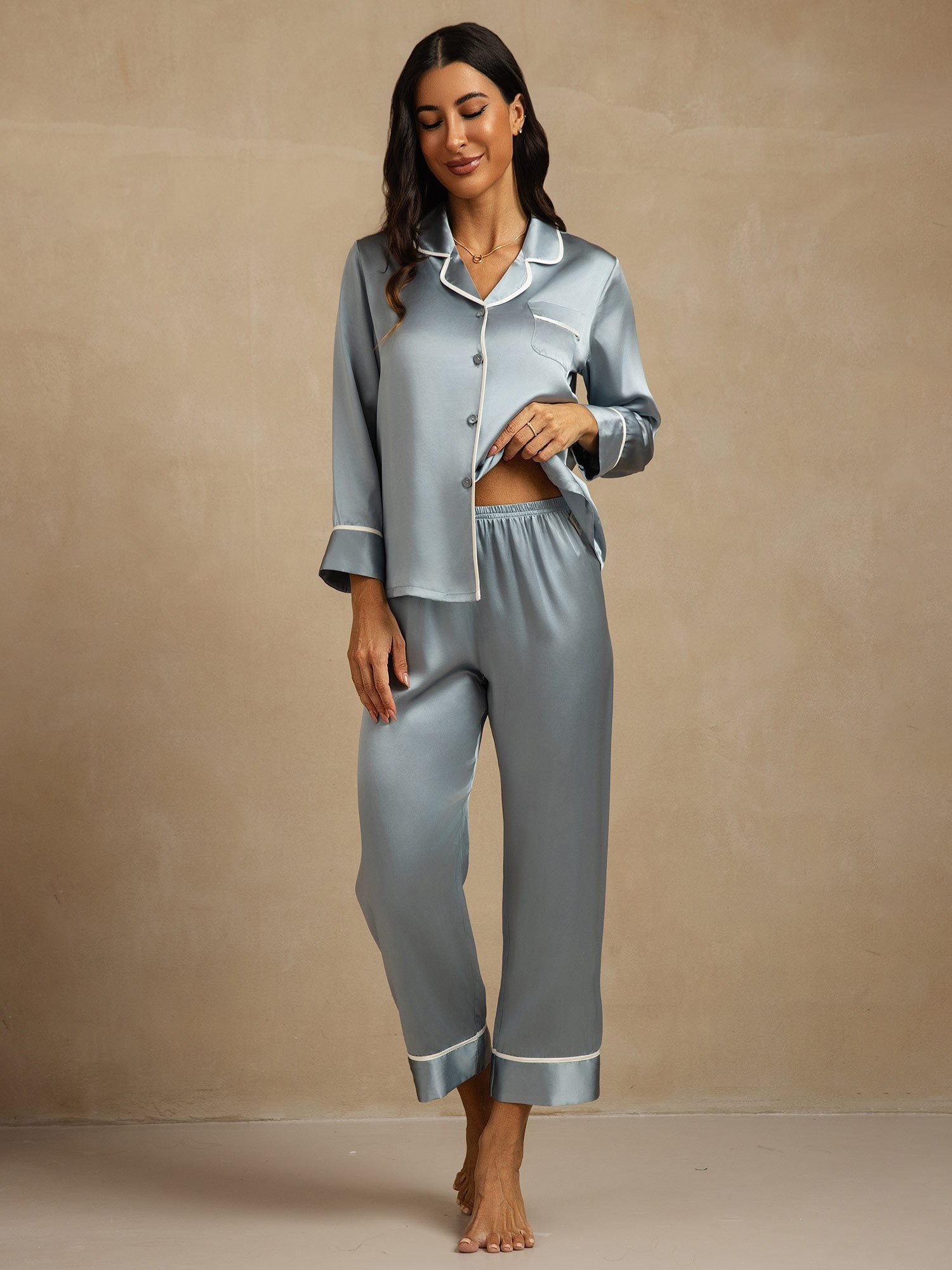 [Harmaansininen] SilkSilky-FI Womens Pajamas 001