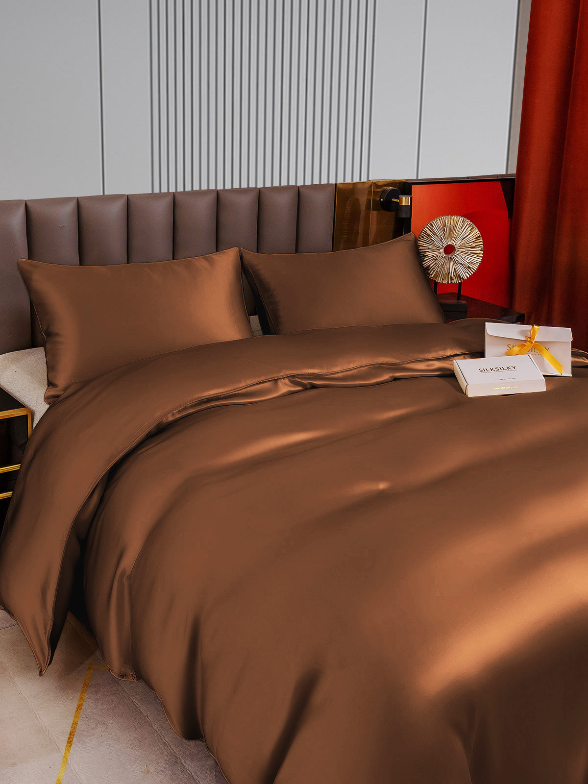 [Kahvi] SilkSilky-FI 22Momme Bedding Set 004