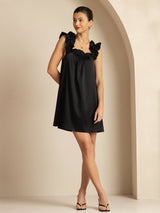 [Musta] SilkSilky-FI Sleeveless Square Neck Yöpaita 001