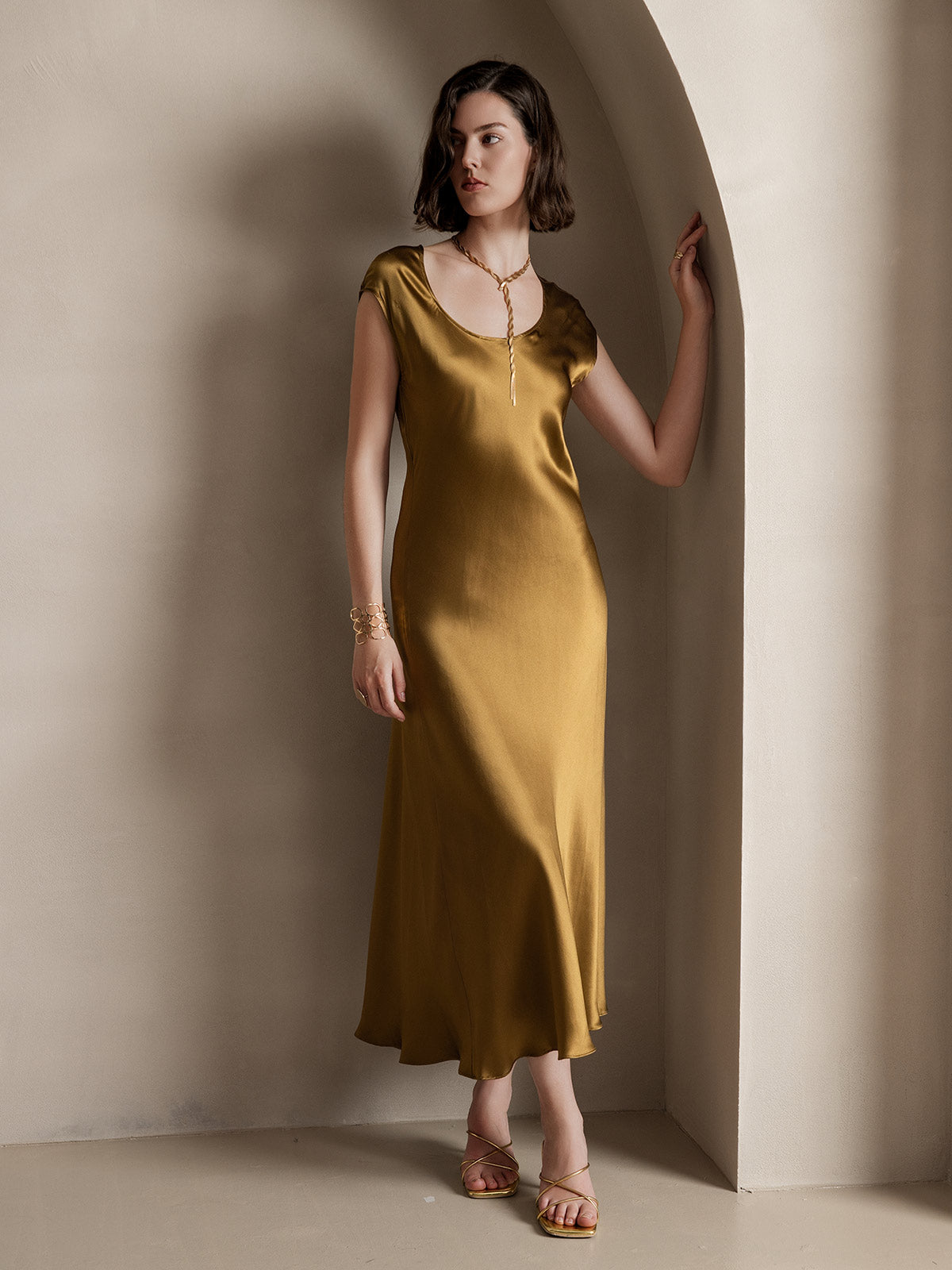 [Ruskea] SilkSilky-FI 19Momme Dress 006
