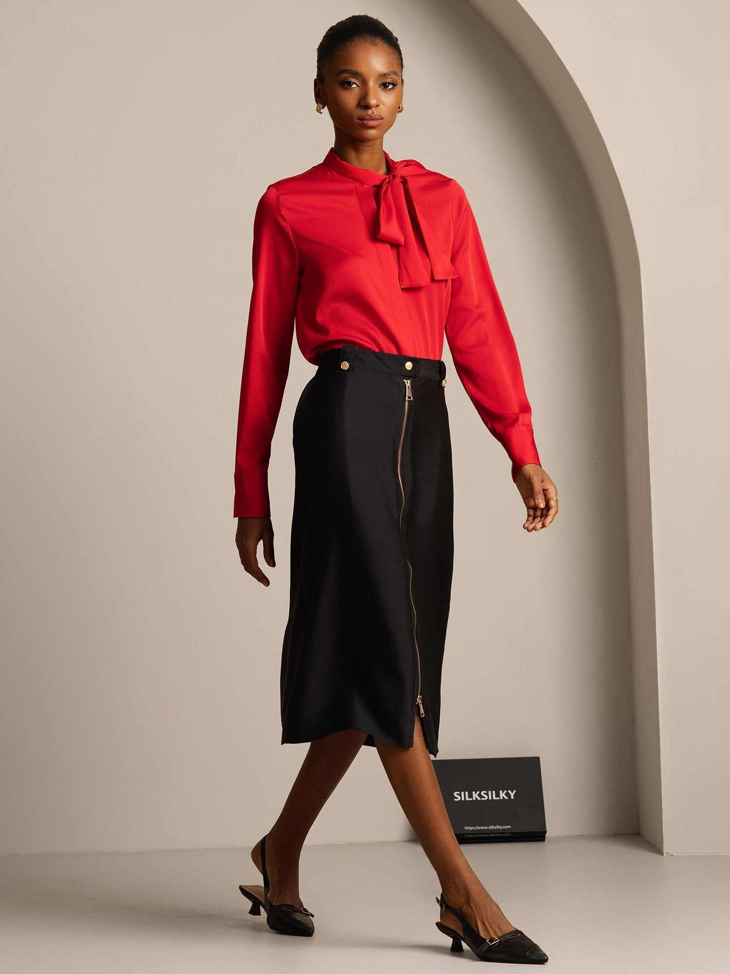 [Musta] SilkSilky-FI 32Momme Silk-Wool Blend Skirt 003,