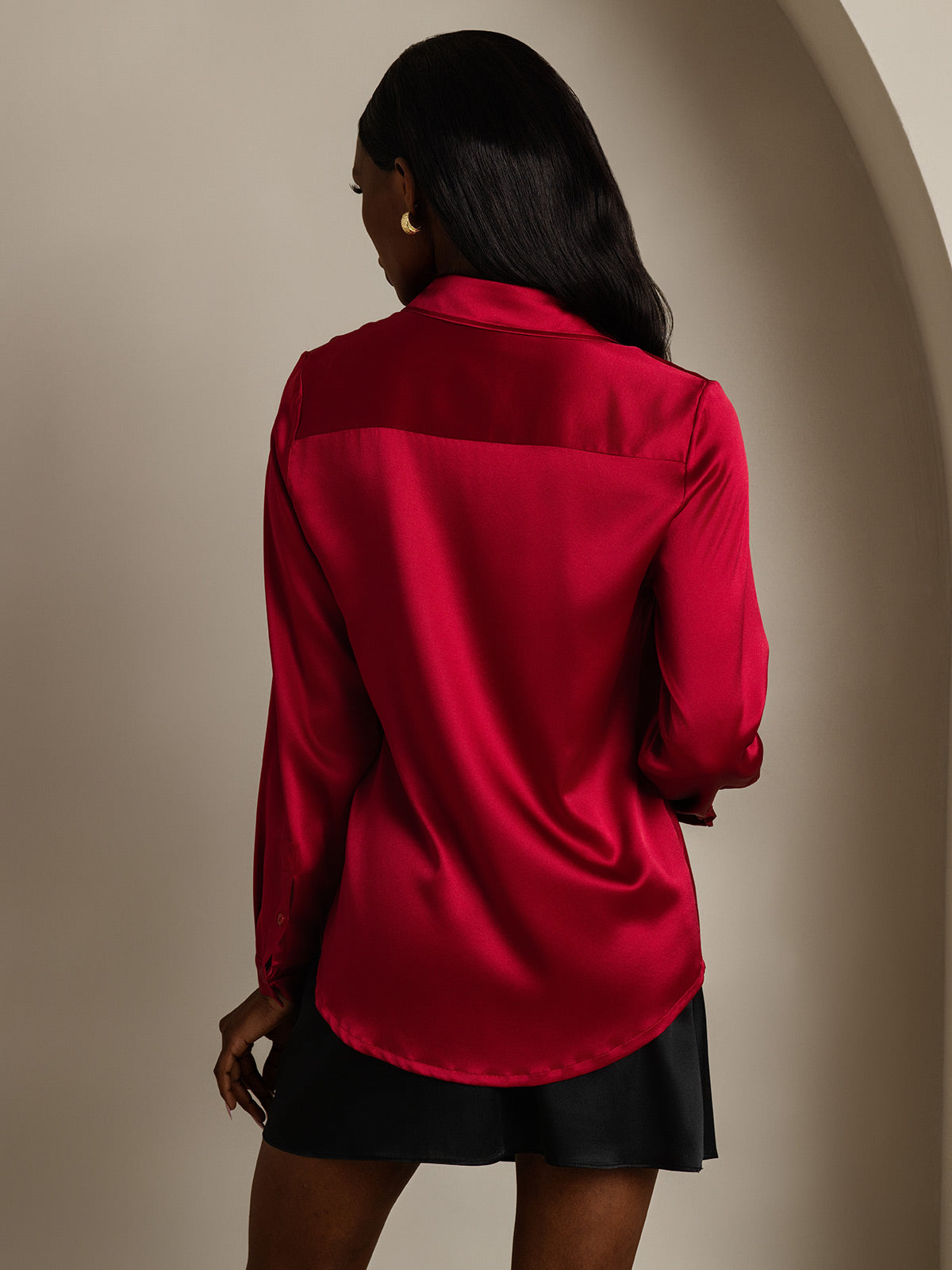 [Viini] SilkSilky-FI 19Momme Silk Long Sleeve Collar Naisten paita 002