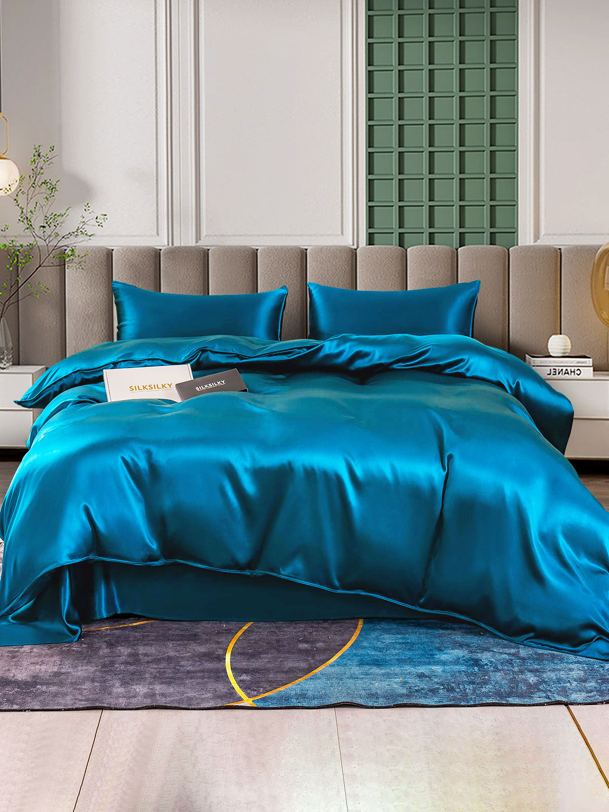 [Sinivihreä] SilkSilky-FI 25Momme Bedding Set 001