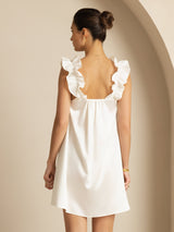 [Valkoinen] SilkSilky-FI Sleeveless Square Neck Yöpaita 002