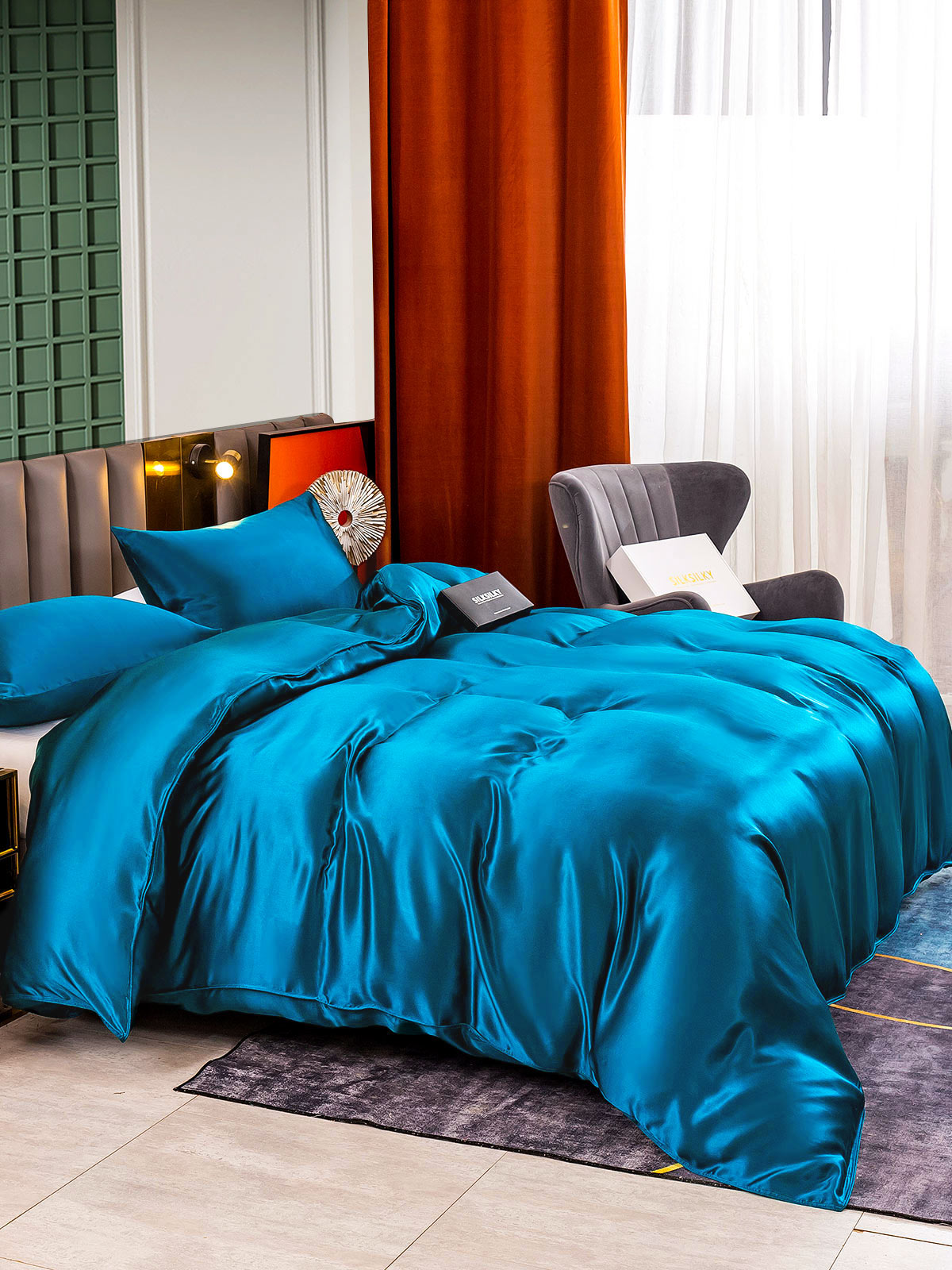 [Sinivihreä] SilkSilky-FI 25Momme Bedding Set 003