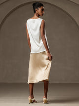 [Valkoinen] SilkSilky-FI Sleeveless Round Neck Camisole Top 002