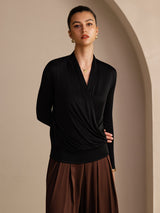 [Musta] SilkSilky-FI Long Sleeve Wrap Naisten Puserot 003