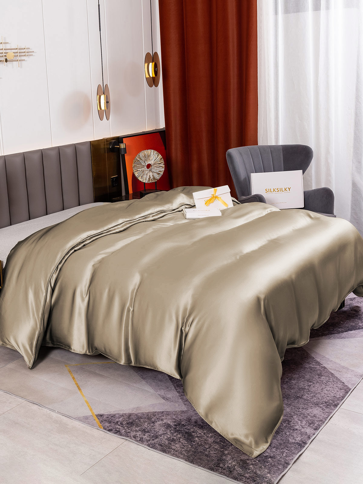[Khaki] SilkSilky-FI 19Momme Duvet Cover 003