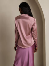 [Vaalean Mauve] SilkSilky-FI Long Sleeve Lapel Collar Naisten paita 002