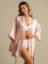 [Pinkki] SilkSilky-FI 3/4 Sleeve Naisten Aamutakki 003