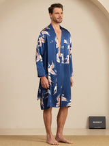[Tummansininen] SilkSilky-FI 19Momme Long Sleeve Mens Pajamas 005