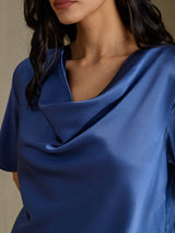 [Aito Petrooli] SilkSilky-FI Short Sleeve Cowl Neck Naisten Puserot 004