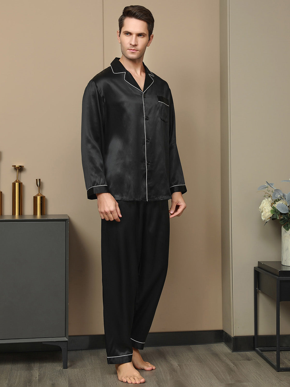 [Musta] SilkSilky-FI 19Momme Mens Pajamas 003