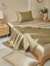 [Beige+Khaki] SilkSilky-FI 19Momme Bedding Set 001