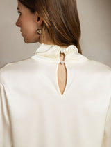 [Norsunluu] SilkSilky-FI Long Sleeve Keyhole Neck Naisten Puserot 006