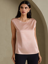 [Toscana] SilkSilky-FI Cap Sleeve Round Neck Naisten T-paita 001